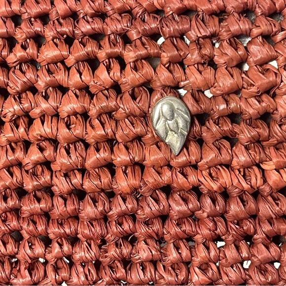 Helen Kaminski Rusty Brown Satchel Woven Raffia & Leather handles, OS - Picture 3 of 6